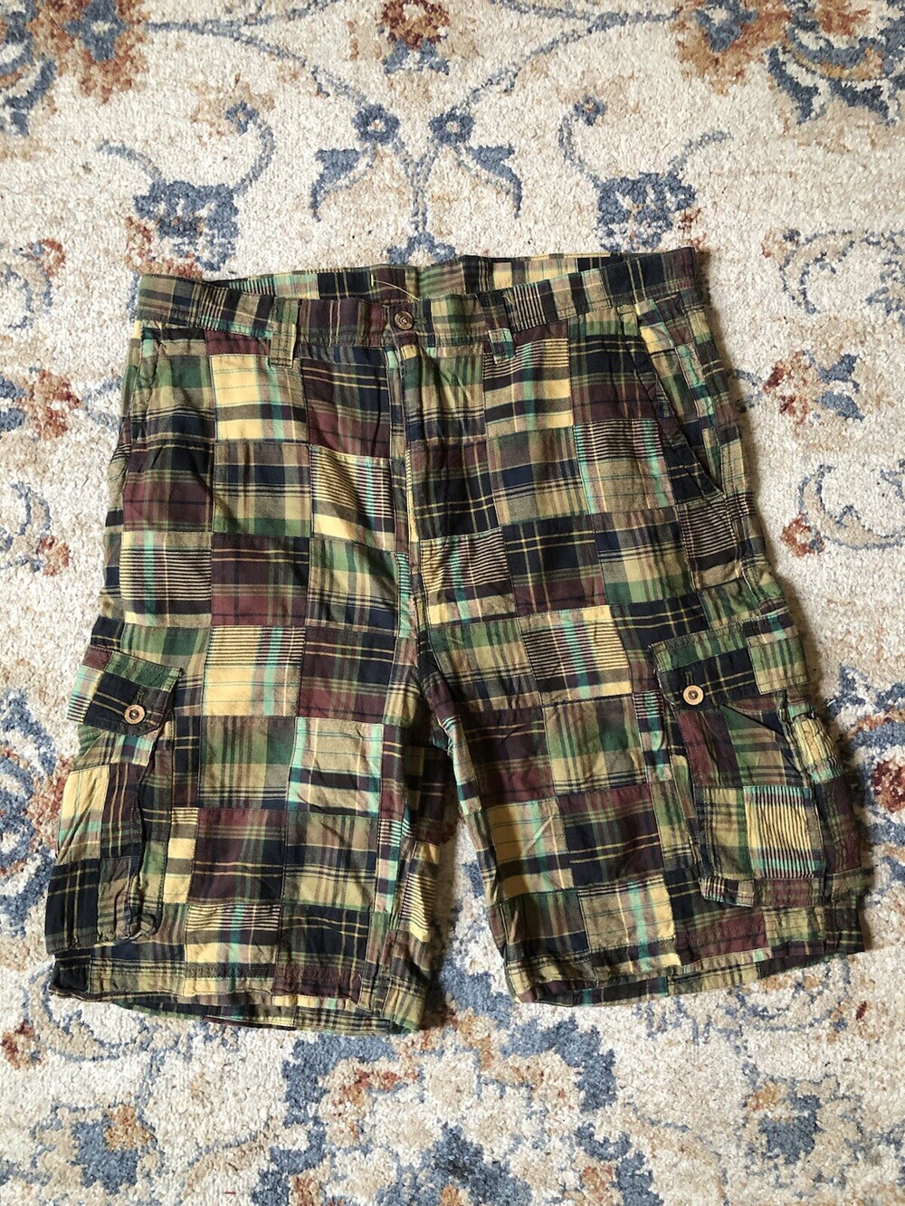 Pendleton Shorts Men 36 Blue Red Plaid Classic Pockets Preppy Cotton Flat Front